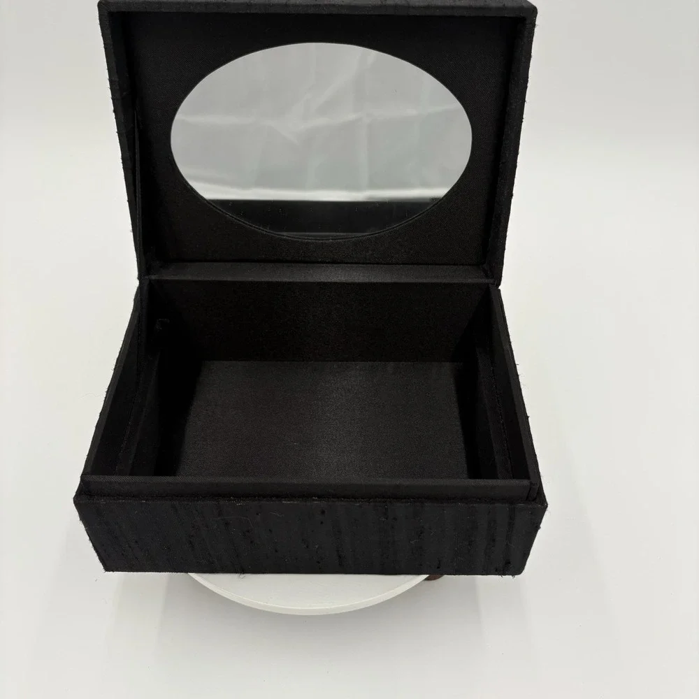 Vintage Handmade In India Black Beaded Jewelry Box 7